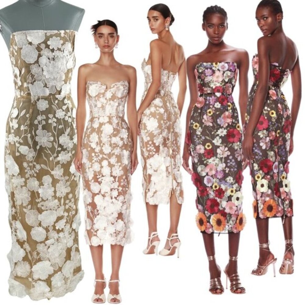 🆕 BRONX & BANCO 🧿 NWOT Jasmine Blanc Corset Midi Dress, Sz L US 8